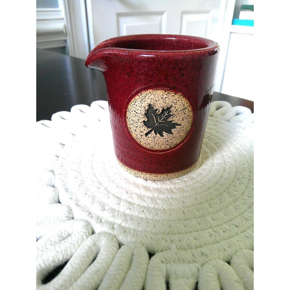Mini Burgundy Pottery Pitcher Made In Vermont Perfect for Cream or Maple Syrup